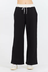 Black/ White Essential Fleece Pant W/ Poplin Waist | Vintage Havana Women