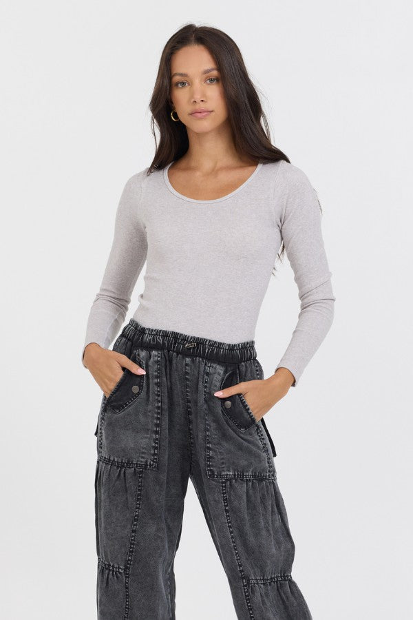 Heather Grey Seamless Long Sleeve Tee | Vintage Havana Women