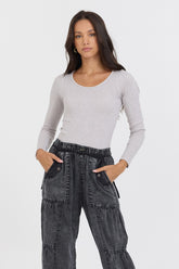 Heather Grey Seamless Long Sleeve Tee | Vintage Havana Women