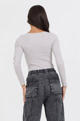 Heather Grey Seamless Long Sleeve Tee | Vintage Havana Women