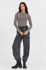 Washed Taupe Seamless Mock Neck Top | Vintage Havana Women