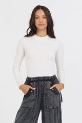Pale Ivory Seamless Mock Neck Top | Vintage Havana Women