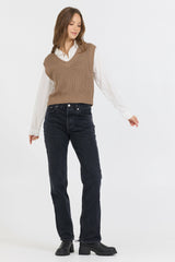 Toffee W/ White Twofer Cropped Sweater Vest | Vintage Havana Women