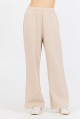 Vanilla Cream Cotton Blend Fleece Wide Leg Pant | Vintage Havana Women