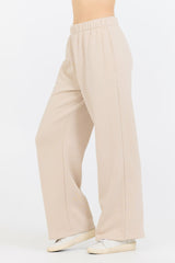 Vanilla Cream Cotton Blend Fleece Wide Leg Pant | Vintage Havana Women