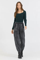 Black Rib Knit Long Sleeve Top | Vintage Havana Women