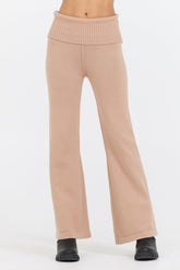Salted Caramel Slim Fit Knit Fold Over Flare Pant | Vintage Havana Women