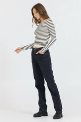 Ivory Black Fitted Off The Shoulder Top | Vintage Havana Women