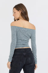 Hunter Green Fitted Off The Shoulder Top | Vintage Havana Women