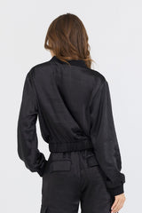 Black Heavy Satin Bomber | Vintage Havana Women