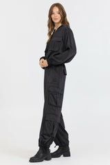Black Heavy Satin Bomber | Vintage Havana Women