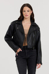 Black Leather Moto Jacket | Vintage Havana Women