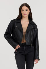 Black Leather Moto Jacket | Vintage Havana Women