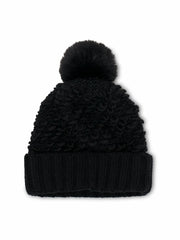 TURN UP POMPOM HAT - BLACK | Vintage Havana Women