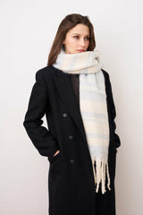 STRIPE BRUSH TASSEL SCARF - BLUE | Vintage Havana Women