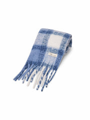 CHECK TASSEL SCARF - BLUE | Vintage Havana Women