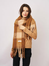 CHECK TASSEL SCARF - TAN | Vintage Havana Women