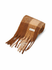 CHECK TASSEL SCARF - TAN | Vintage Havana Women