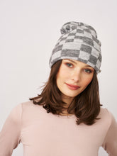 CHECK PATTERN BEANIE - GREY | Vintage Havana Women