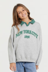 Kids Hunter Green and Grey NYC Oversized Polo | Vintage Havana Women