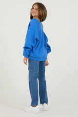 Kids Cobalt Hi-Lo Off The Shoulder Sweatshirt | Vintage Havana Women