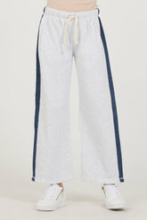 Kids Ash Grey Navy Color Block Oversized Star Wide Leg Pant | Vintage Havana Women