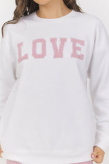 White with Strawberry Stripe "Love" Crewneck | Vintage Havana Women