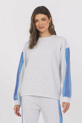 Color Block Burn Out Fleece Crew | Vintage Havana Women