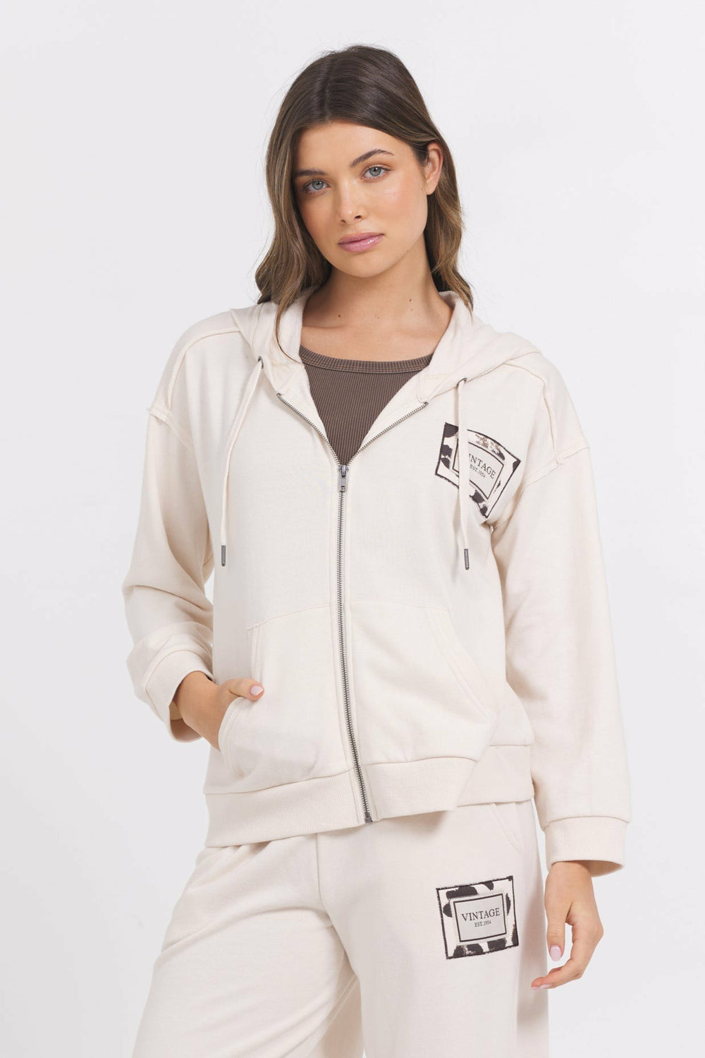 Suede Terry Zip Up | Vintage Havana Women