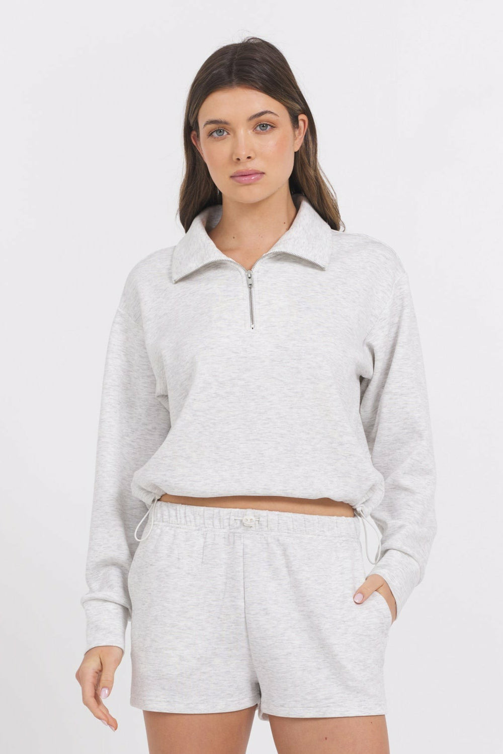 Varsity Grey Cloud Quarter Zip | Vintage Havana Women