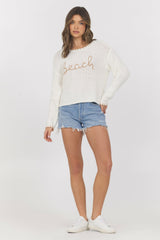Long Sleeve Sweater w/ Embroidery "Beach" | Vintage Havana Women