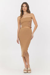 Caramel Crochet Floral Rib Tube Top | Vintage Havana Women