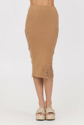 Caramel Rib Midi Skirt w/ Crochet Insert | Vintage Havana Women