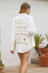 Printed Washed Linen Button Down | Vintage Havana Women