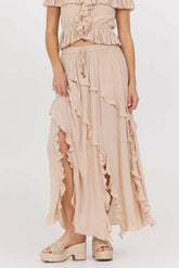 Champagne Toast Ruffle Maxi Skirt | Vintage Havana Women