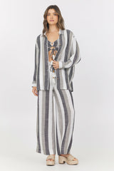Lightweight Metallic Stripe Button Down | Vintage Havana Women