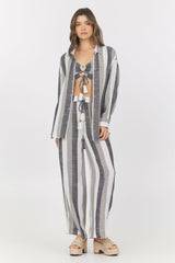Lightweight Metallic Stripe Button Down | Vintage Havana Women
