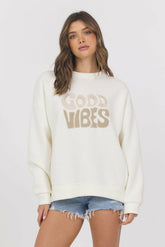 Good Vibes Fleece Crewneck | Vintage Havana Women