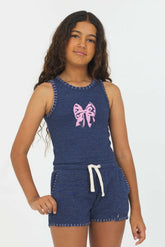 Navy Bow Stitch Tank | Vintage Havana Clothing