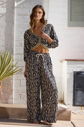 Animal Print Twist Top + Pant 2-Piece Set | Vintage Havana Women