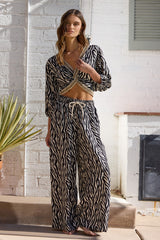 Animal Print Twist Top + Pant 2-Piece Set | Vintage Havana Women