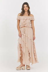 Champagne Toast Ruffle Top + Skirt 2-Piece Set | Vintage Havana Women