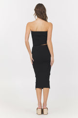 Black Rib Top + Skirt 2-Piece Set | Vintage Havana Women
