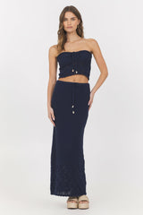 Navy Crochet Top + Skirt 2-Piece Set | Vintage Havana Women