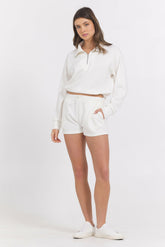Egg Shell Cloud Shorts + Quarter Zip 2-Piece Set | Vintage Havana Women