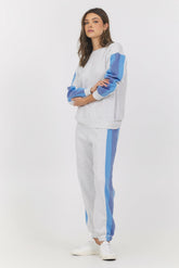 Color Block Burnout Fleece Crew + Jogger 2-Piece Set | Vintage Havana Women