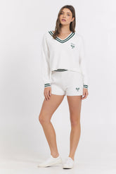 Varsity Knit Shorts + V-Neck 2-Piece Set | Vintage Havana Women