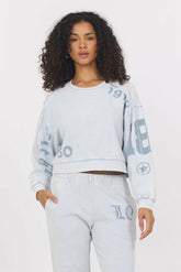Printed Rib Jogger + Crew 2-Piece Set | Vintage Havana Women
