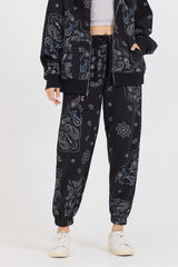 Black Bandana Printed Crew + Jogger 2-Piece Set | Vintage Havana Women