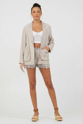Khaki Tencel Shorts + Blazer 2-Piece Set | Vintage Havana Women
